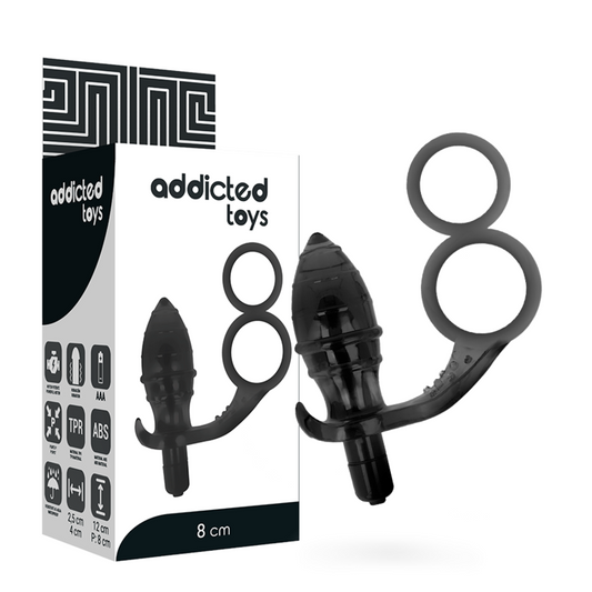 Analni čep z dvojnim obročkom za penis Addicted Toys 1