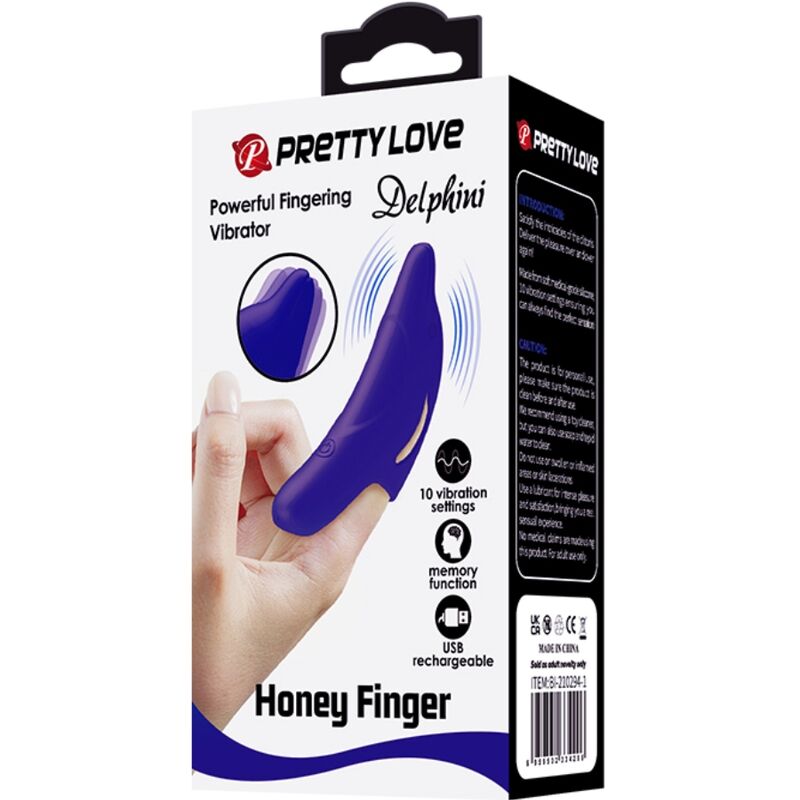 PRETTY LOVE - DELPHINI MOČAN TEMNO MODRI STIMULATOR PRSTOV