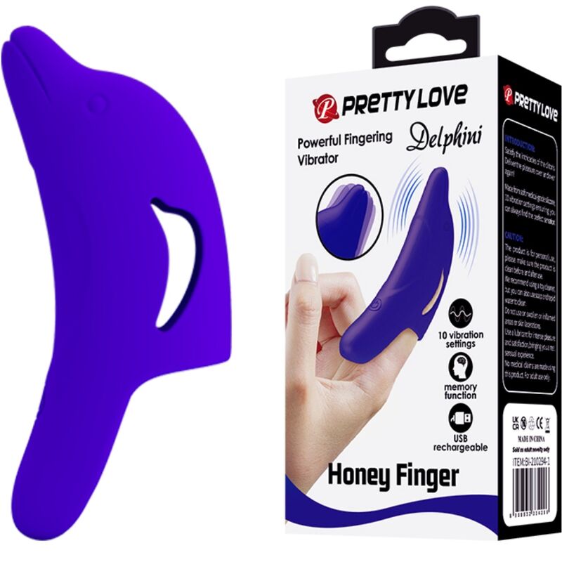 PRETTY LOVE - DELPHINI MOČAN TEMNO MODRI STIMULATOR PRSTOV