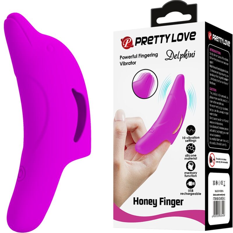 PRETTY LOVE - DELPHINI MOČAN VIJOLIČNI STIMULATOR PRSTOV