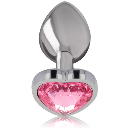 Analni čep Intense Aluminium Metal with Pink Heart, S
