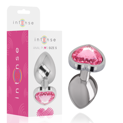 Analni čep Intense Aluminium Metal with Pink Heart, S