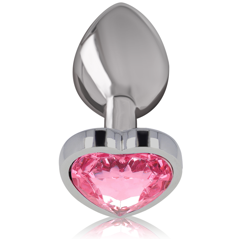 Analni čep Intense Aluminium Metal with Pink Heart, M