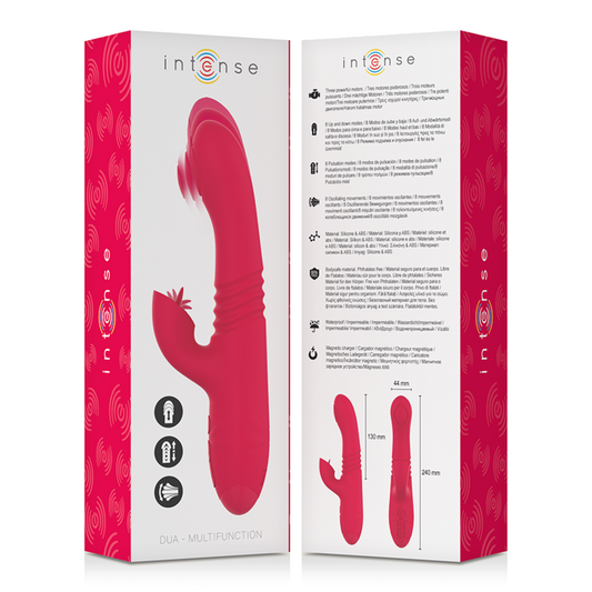 INTENZIVEN - DUA VEČNAMENSKI VIBRATOR ZA POLNJENJE NAVZGOR IN NAVZDOL Z RDEČIM JEZIKOM