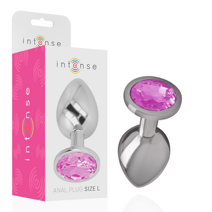 Analni čep Intense Aluminium Metal with Pink Heart, L
