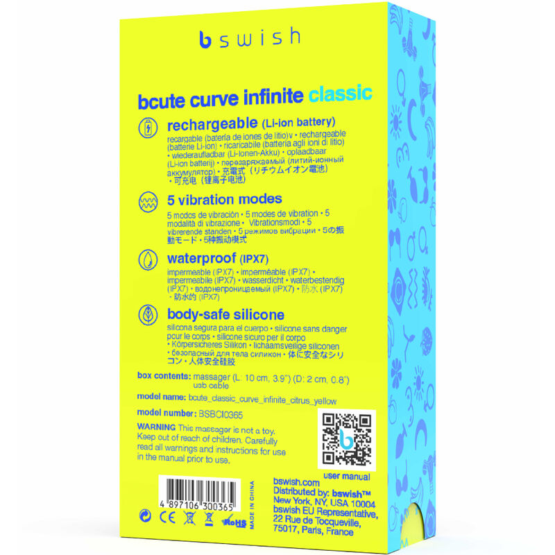 Manjši vibrator B Swish - Bcute Curve Classic, rumena
