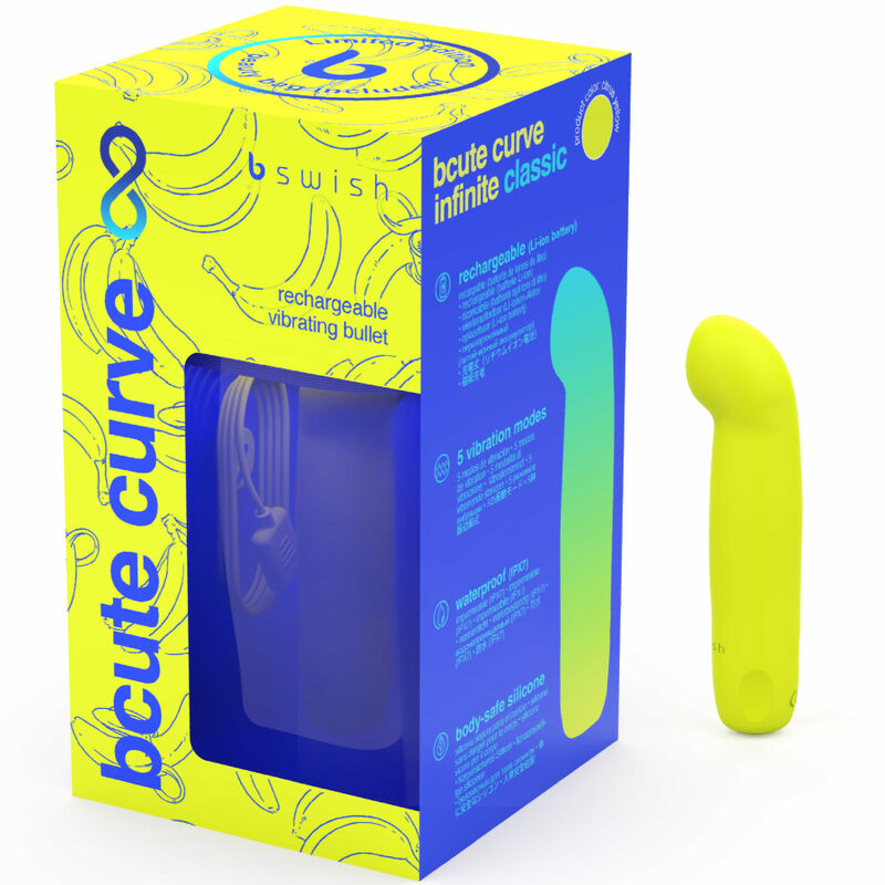 Manjši vibrator B Swish - Bcute Curve, rumena + torbica