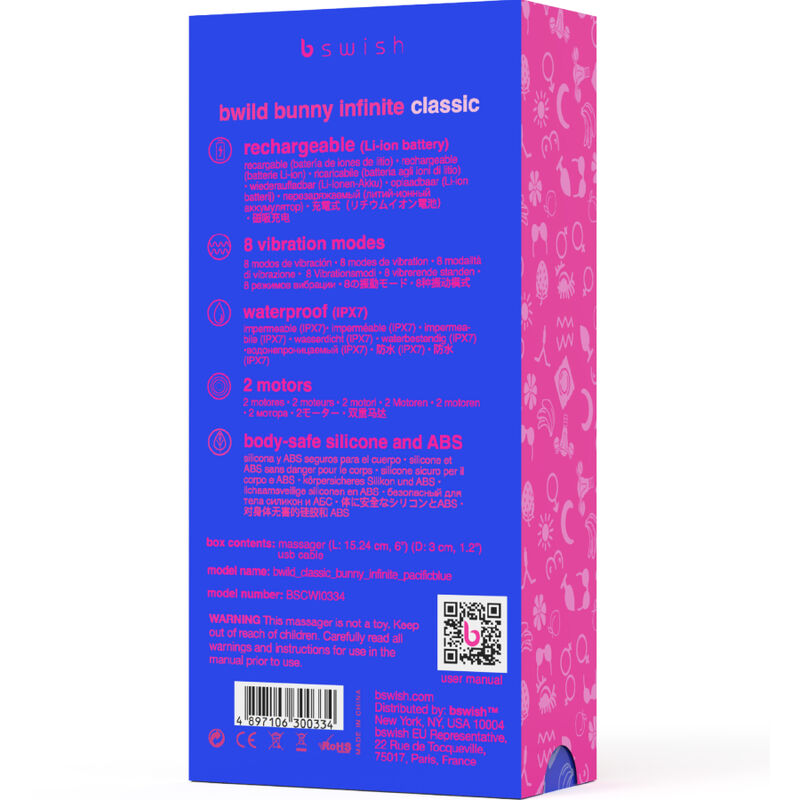 B SWISH - BWILD BUNNY INFINITE CLASSIC VIBRATOR ZA POLNJENJE MODRI SILIKON
