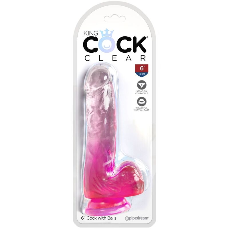 KRALJEVSKI KURAC - PROZOREN REALISTIČEN PENIS S KROGLICAMI 13,5 CM ROZA