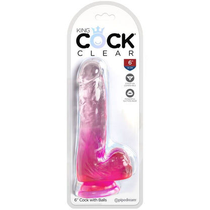 KRALJEVSKI KURAC - PROZOREN REALISTIČEN PENIS S KROGLICAMI 13,5 CM ROZA