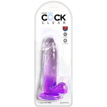 KRALJEVI KURAC - PROZOREN REALISTIČEN PENIS S KROGLICAMI 15,2 CM VIJOLIČNE BARVE