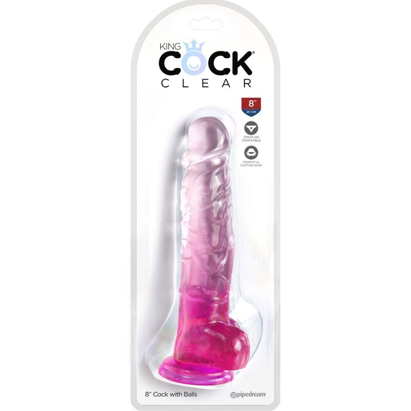 KRALJEVSKI KURAC - PROZOREN REALISTIČEN PENIS S KROGLICAMI 16,5 CM ROZA