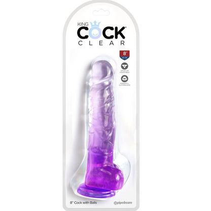 KRALJEVSKI KURAC - PROZOREN REALISTIČEN PENIS S KROGLICAMI 16,5 CM VIJOLIČNE BARVE