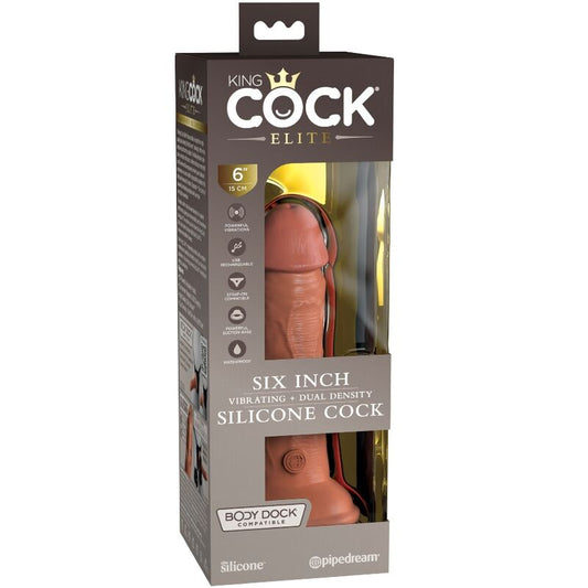 KING COCK - ELITE REALISTIČNI DILDO VIBRACIJSKI IN SILIKONSKI 15,2 CM KARAMELNI