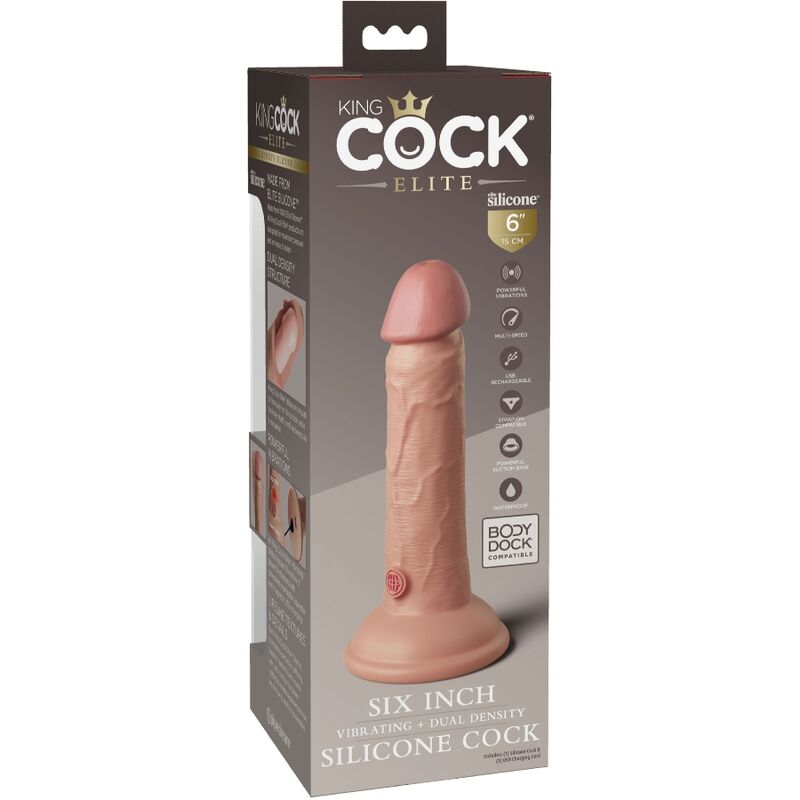 KING COCK - ELITE REALISTIČNI DILDO VIBRACIJSKI IN SILIKONSKI 15,2 CM