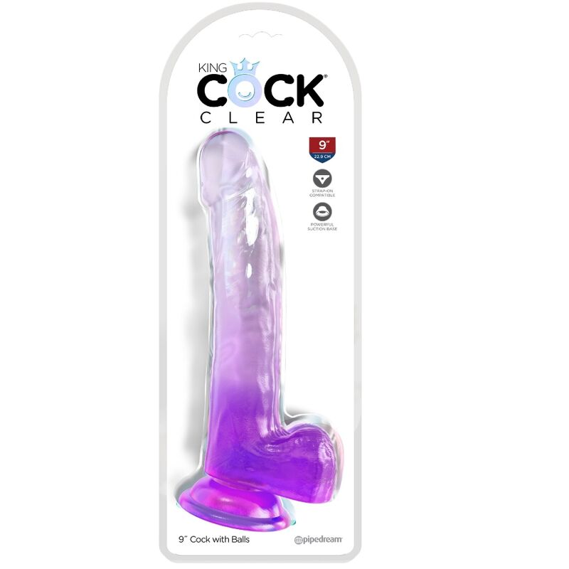KING COCK - PROZOREN DILDO S TESTISI 20,3 CM VIJOLIČNE BARVE
