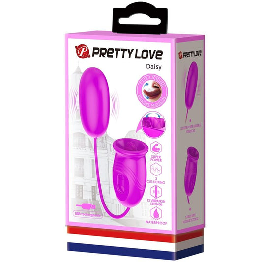 PRETTY LOVE - VIBRATOR ZA POLNJENJE Z DVOJNIM JAJCEM DAISY VIJOLIČNE BARVE