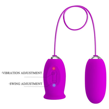 PRETTY LOVE - VIBRATOR ZA POLNJENJE Z DVOJNIM JAJCEM DAISY VIJOLIČNE BARVE