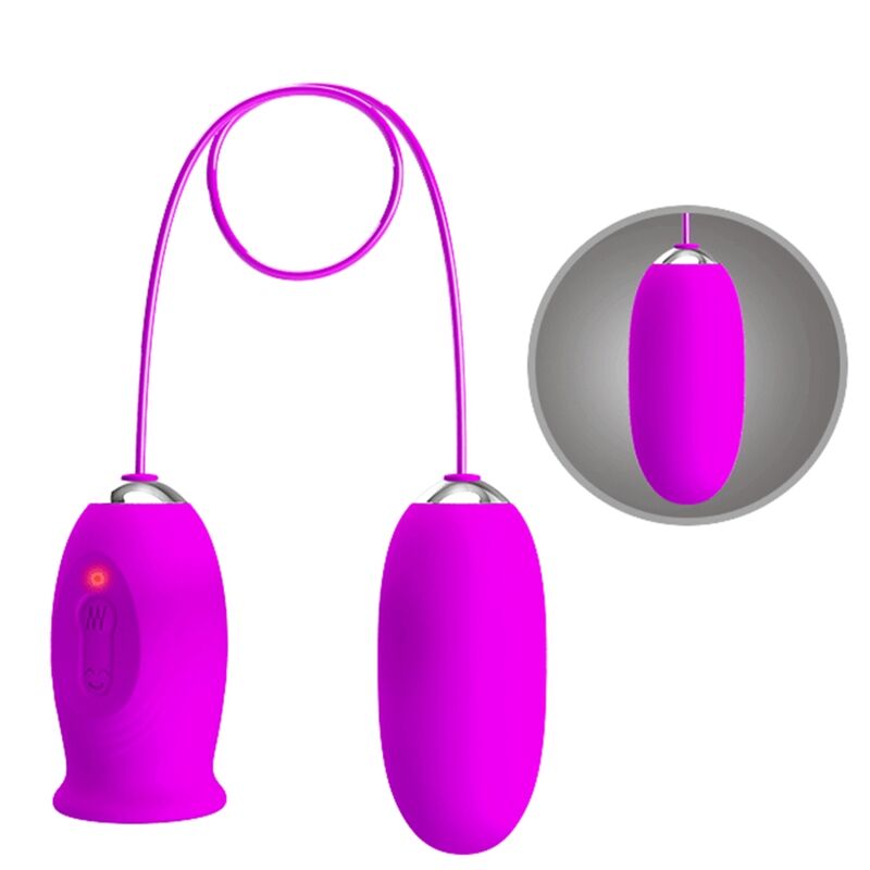 PRETTY LOVE - VIBRATOR ZA POLNJENJE Z DVOJNIM JAJCEM DAISY VIJOLIČNE BARVE