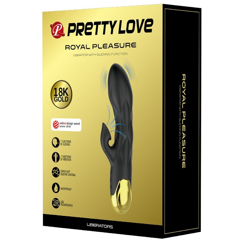 PRETTY LOVE - ČRN VIBRATOR ZA POLNJENJE Z ZLATO OBLOGO