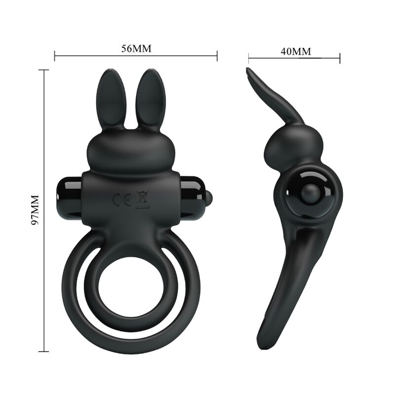 LEPA LJUBEZEN - VIBRATOR III ZAJČJI OBROČ ZA ČRNI PENIS