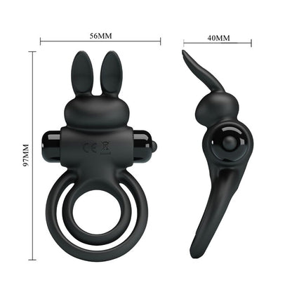 LEPA LJUBEZEN - VIBRATOR III ZAJČJI OBROČ ZA ČRNI PENIS