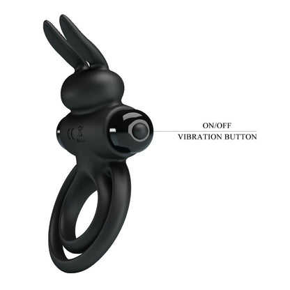 LEPA LJUBEZEN - VIBRATOR III ZAJČJI OBROČ ZA ČRNI PENIS