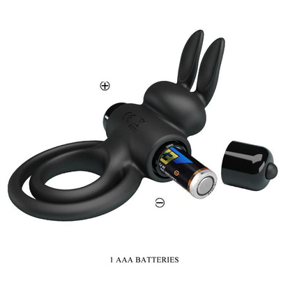 LEPA LJUBEZEN - VIBRATOR III ZAJČJI OBROČ ZA ČRNI PENIS