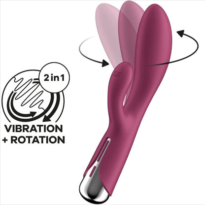 Zajčji vibrator Satisfyer - Vrteči se zajec 1, rdeča