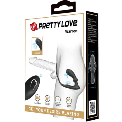 PRETTY LOVE - WARREN BLACK ANALNI OBROČ IN VIBRATOR
