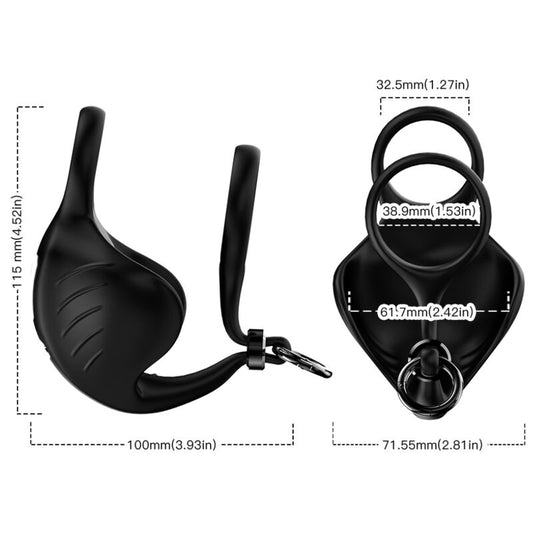 ARMONY - MANTA SCROTUM VIBRATOR OBROČ DALJINSKI UPRAVLJALNIK ČRNA