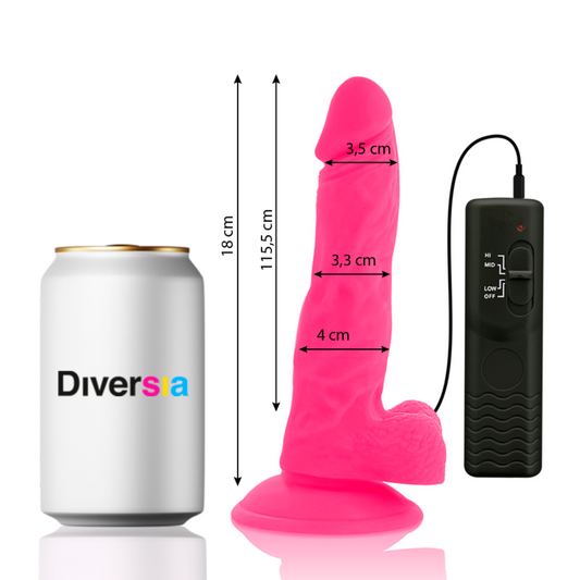 DIVERSIA - PRILAGODLJIV VIBRACIJSKI DILDO ROZA 18 CM -O- 4 CM