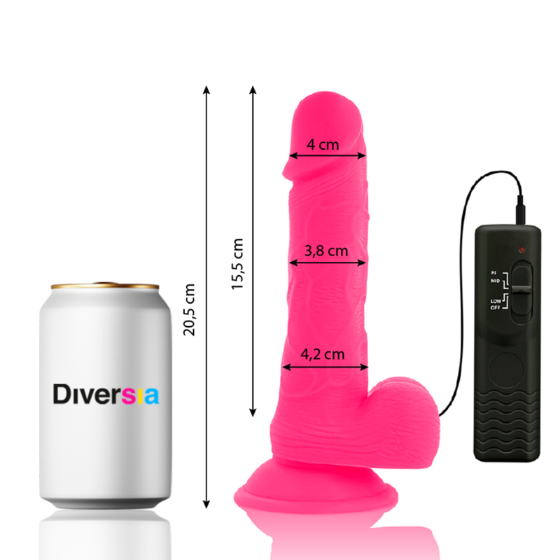 DIVERSIA - FLEKSIBILEN VIBRACIJSKI DILDO ROZA 20,5 CM -O- 4,2 CM