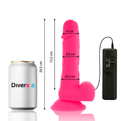 DIVERSIA - FLEKSIBILEN VIBRACIJSKI DILDO ROZA 20,5 CM -O- 4,2 CM