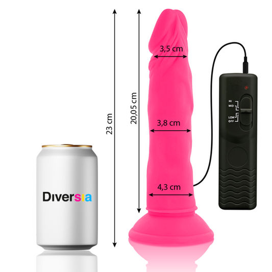 DIVERSIA - PRILAGODLJIV VIBRACIJSKI DILDO ROZA 23 CM -O- 4,3 CM