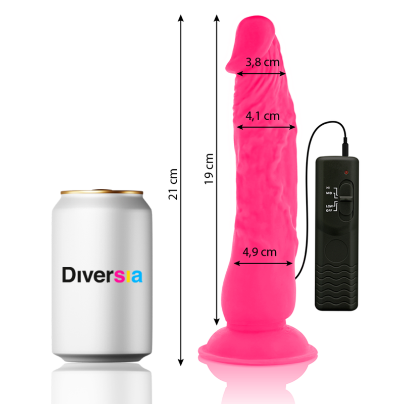DIVERSIA - PRILAGODLJIV VIBRACIJSKI DILDO ROZA 21 CM -O- 4,9 CM
