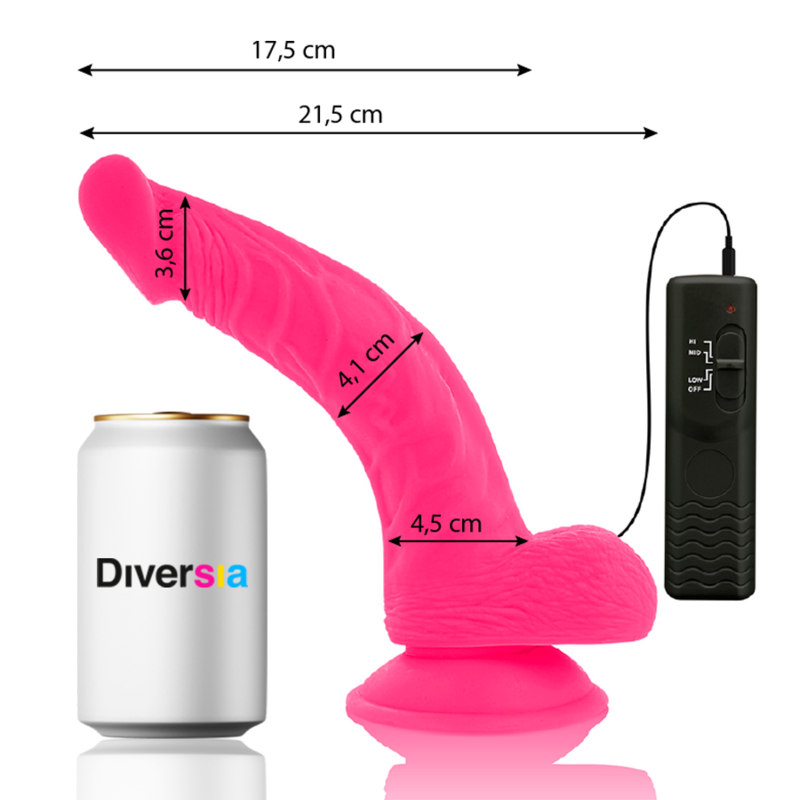 DIVERSIA - FLEKSIBILEN VIBRACIJSKI DILDO ROZA 21,5 CM -O- 4,5 CM