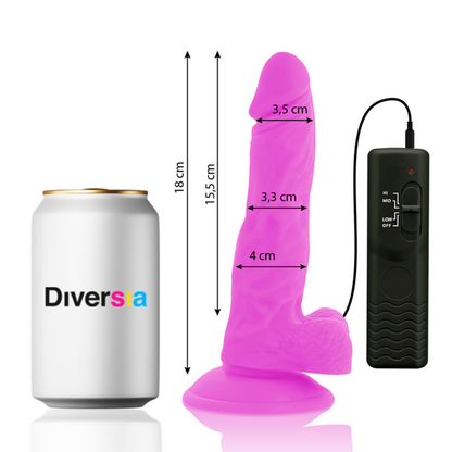 DIVERSIA - FLEKSIBILEN VIBRACIJSKI DILDO VIJOLIČNE BARVE 18 CM -O- 4 CM