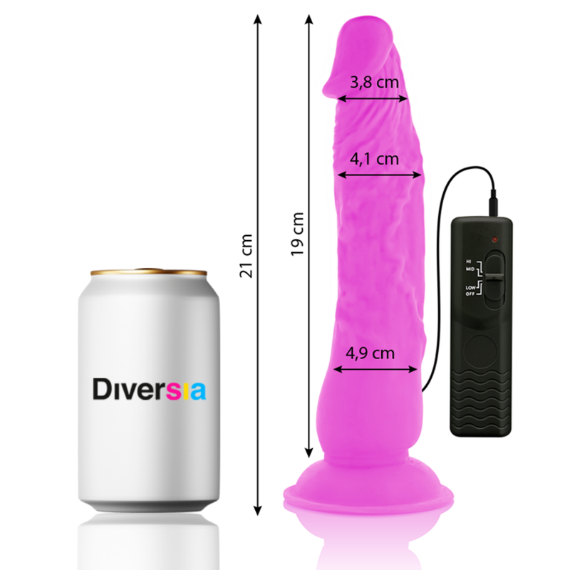 DIVERSIA - FLEKSIBILEN VIBRACIJSKI DILDO VIJOLIČNE BARVE 21 CM -O- 4,9 CM