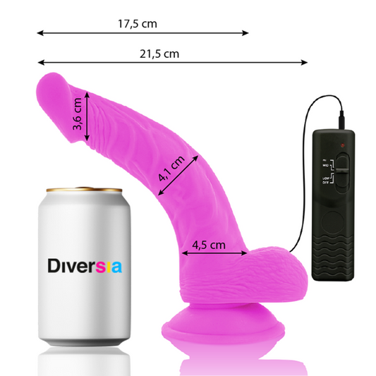 DIVERSIA - FLEKSIBILEN VIBRACIJSKI DILDO VIJOLIČNE BARVE 21,5 CM -O- 4,5 CM