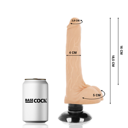 BASECOCK - REALISTIČNI VIBRATOR 2-1 MESO 18,5 CM -O- 4 CM