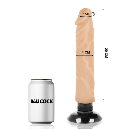 BASECOCK - REALISTIČNI VIBRATOR 2-1 MESO 20 CM -O- 4 CM