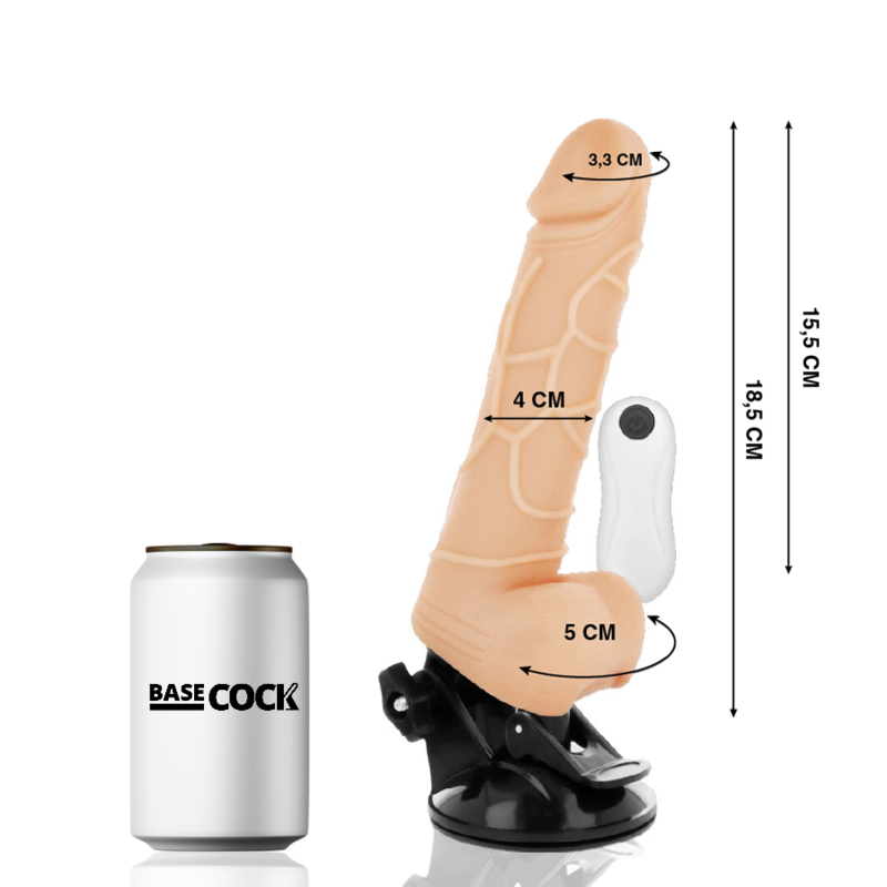BASECOCK - REALISTIČNI VIBRATOR NA DALJINSKI UPRAVLJALNIK MESO 18,5 CM -O- 4CM