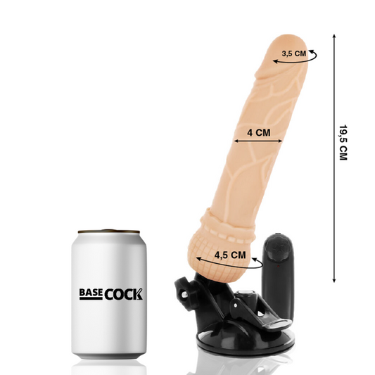 BASECOCK - REALISTIČNI VIBRATOR NA DALJINSKO UPRAVLJANJE MESO 19,5 CM -O- 4 CM