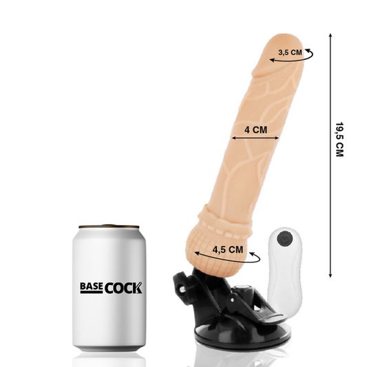 BASECOCK - REALISTIČNI VIBRATOR NA DALJINSKO UPRAVLJANJE MESO 19,5 CM -O- 4 CM