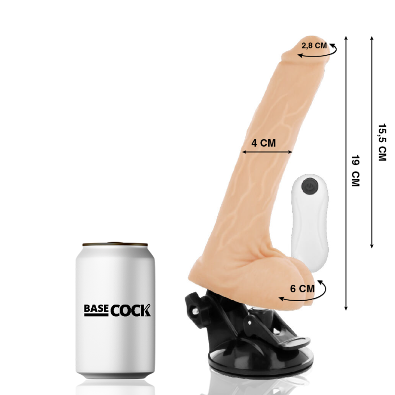 BASECOCK - REALISTIČNI VIBRATOR NA DALJINSKI UPRAVLJALNIK MESO 19 CM -O- 4 CM