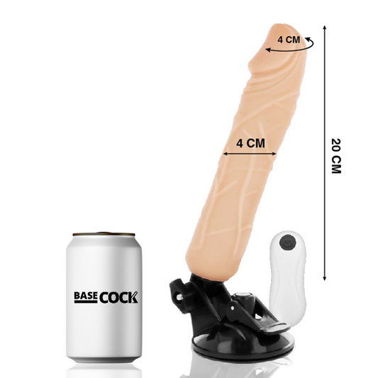 BASECOCK - REALISTIČNI VIBRATOR NA DALJINSKI UPRAVLJALNIK MESO 20 CM -O- 4 CM