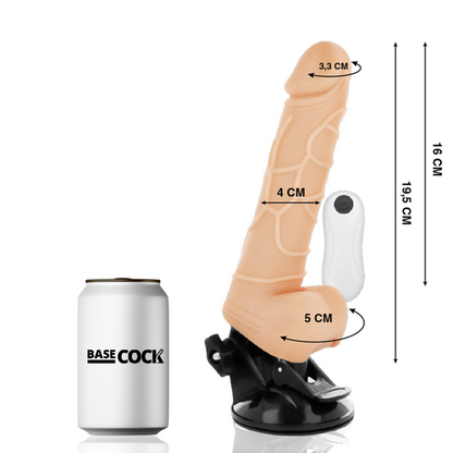 BASECOCK - REALISTIČNI VIBRATOR NA DALJINSKO UPRAVLJANJE NARAVNI S TESTISI 19,5 CM -O- 4 CM