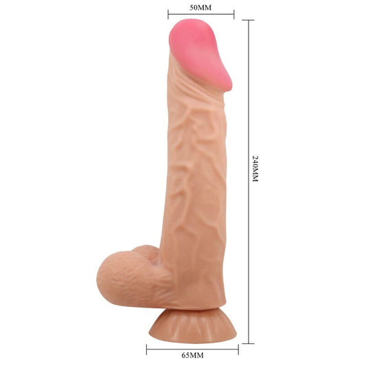 PRETTY LOVE - SERIJA DRSNIH KOŽ REALISTIČEN DILDO Z DRSNO KOŽO, PRISESKOM ZA DALJINSKI UPRAVLJALNIK MESO 24 CM