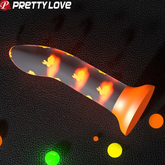 PRETTY LOVE - MAGIČNI NOČNI PADEC DILDO BREZ VIBRACIJ SVETLEČE ORANŽNE BARVE